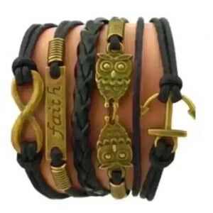 Vintage Multilayer Multicolor Woven Leather Alloy Bracelet